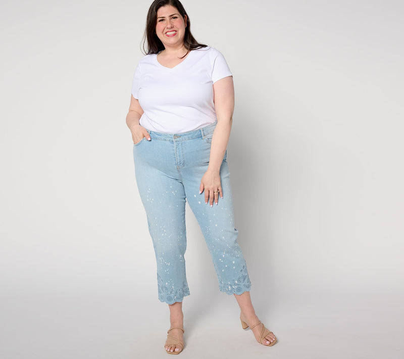 LOGO by Lori Goldstein Special Edition Petite Straight Leg Crop Jeans — View 7