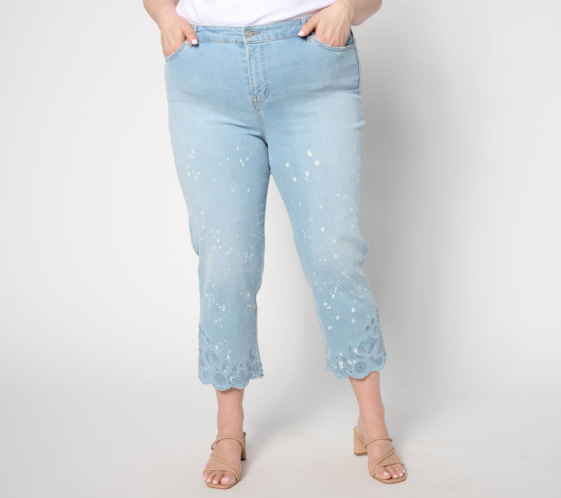 LOGO by Lori Goldstein Special Edition Petite Straight Leg Crop Jeans — View 3
