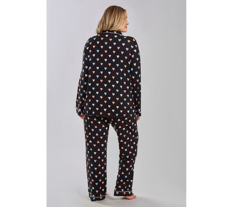 iCollection Multi Hearts Button Front Pajama Lounge Set — View 6