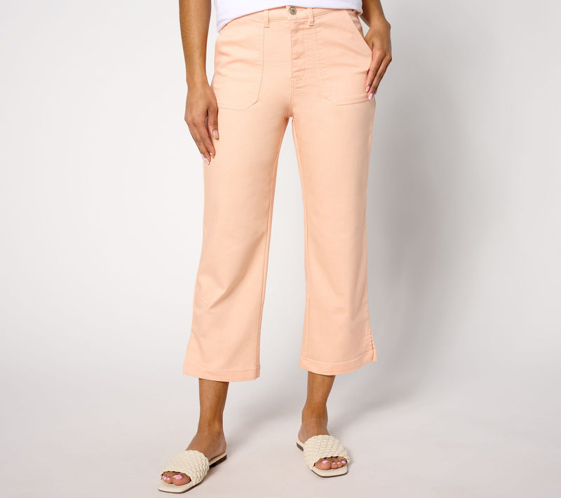 AnyBody Petite Cropped Button Front Denim Pant — Main view