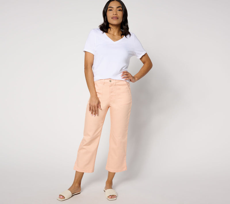 AnyBody Petite Cropped Button Front Denim Pant — View 5