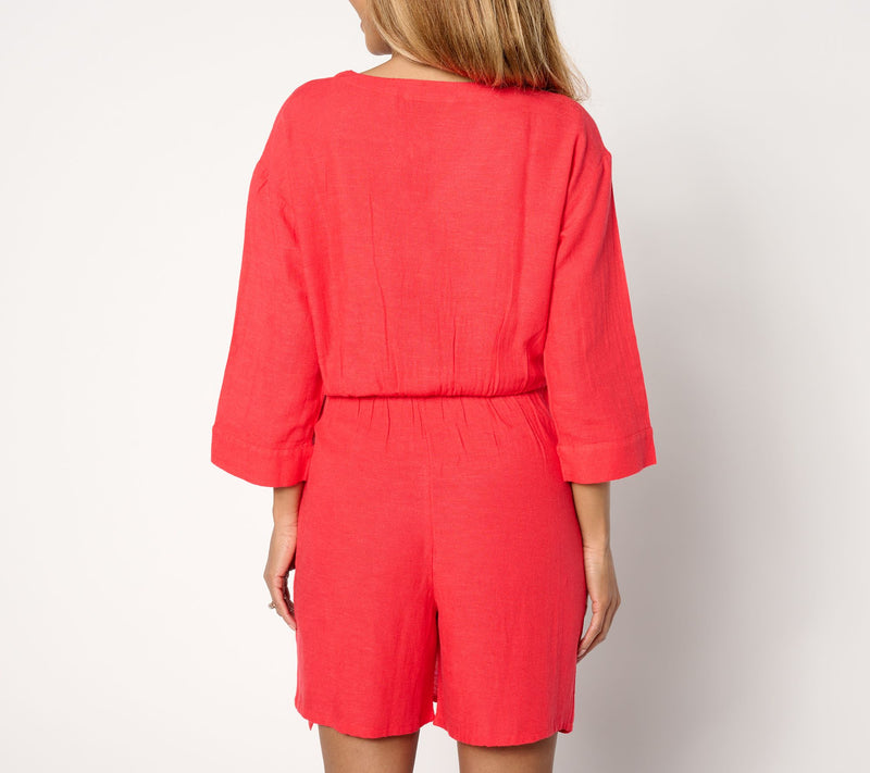 AnyBody Regular Y-Neck Drop Shoulder Wrap Romper — View 6