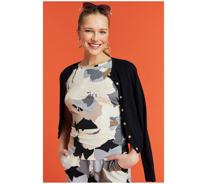Isaac Mizrahi Live! Button Front Long Sleeve Bolero Sweater — View 5