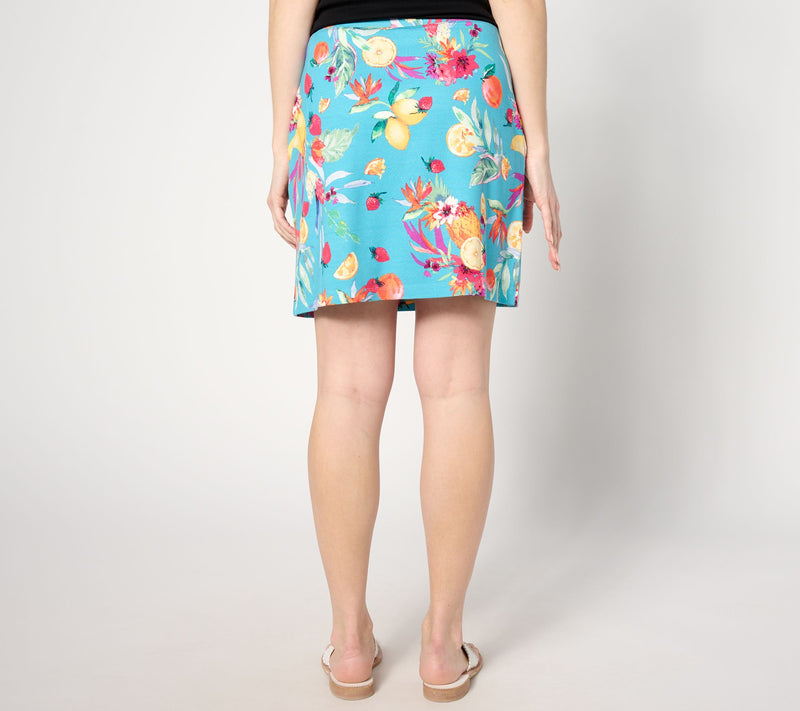 Denim & Co. Printed Double Knit Jersey Pull-On Skort with Pockets — View 3
