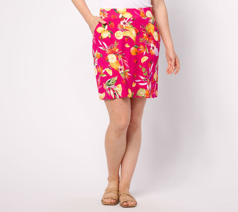 Denim & Co. Printed Double Knit Jersey Pull-On Skort with Pockets — View 12