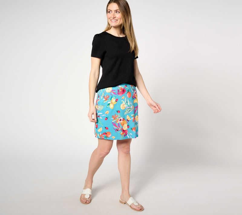 Denim & Co. Printed Double Knit Jersey Pull-On Skort with Pockets — View 4