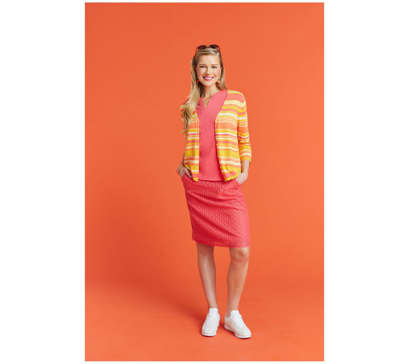 Isaac Mizrahi Live! Petite Crochet Knit Pull On Knee Length Skirt — View 13