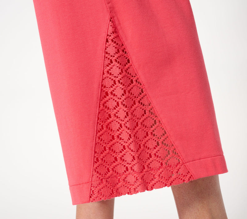 Isaac Mizrahi Live! Regular Knit Wide Leg Crop Pants w/ Crochet Trim — View 10