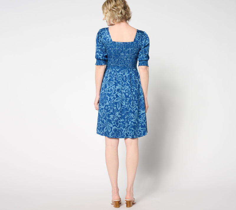 AnyBody Petite Smocked Bodice Knee Length Dress — View 8