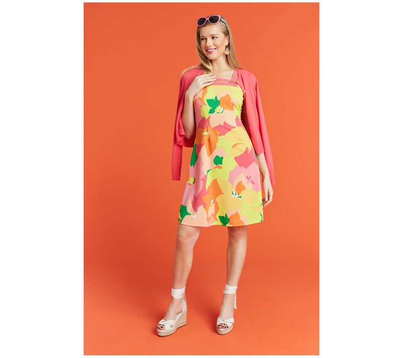 Isaac Mizrahi Live! Petite Printed Pebble Knit Square Neck Dress — View 14