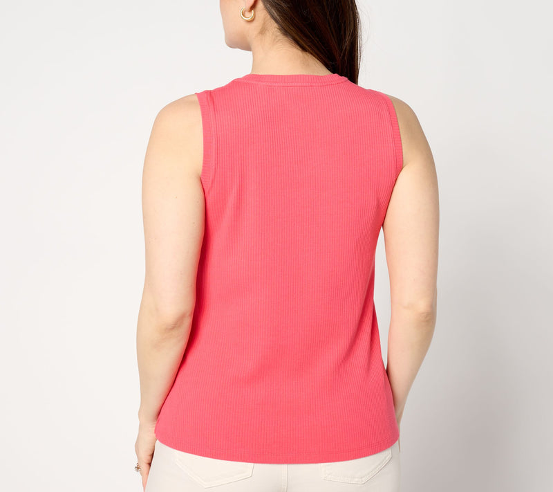 Isaac Mizrahi Live! Essentials Ribbed Knit Sleeveless Top — View 2