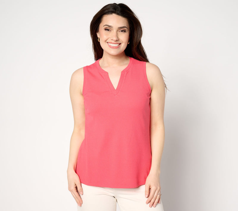 Isaac Mizrahi Live! Essentials Ribbed Knit Sleeveless Top — Main view