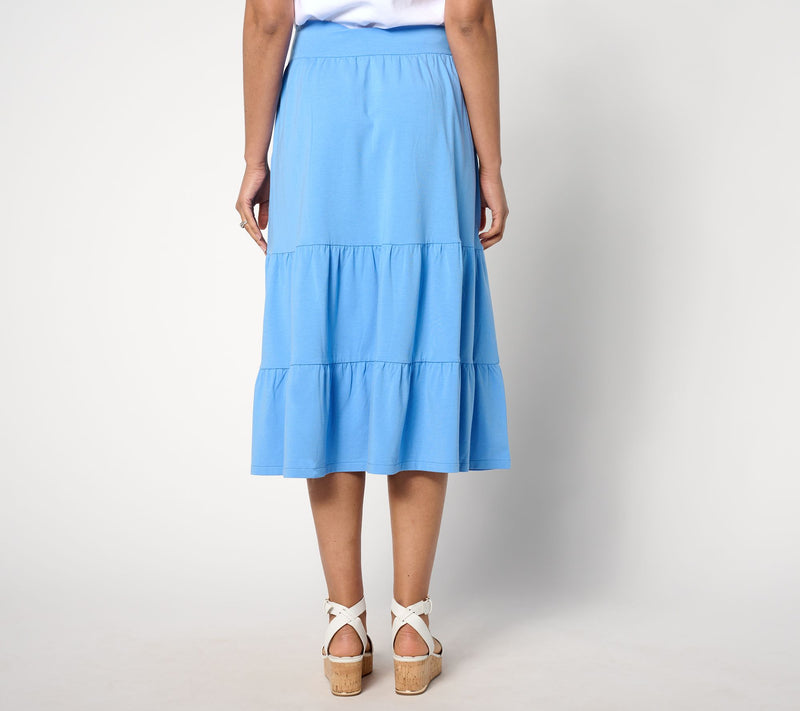 Isaac Mizrahi Live! Petite Essentials Tiered Midi Skirt — View 2