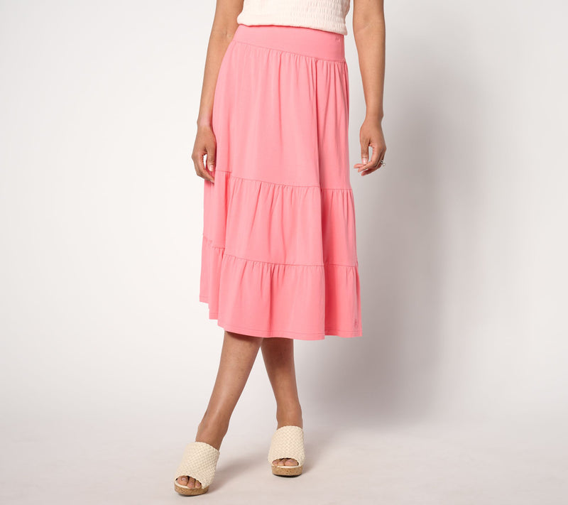 Isaac Mizrahi Live! Petite Essentials Tiered Midi Skirt — View 13