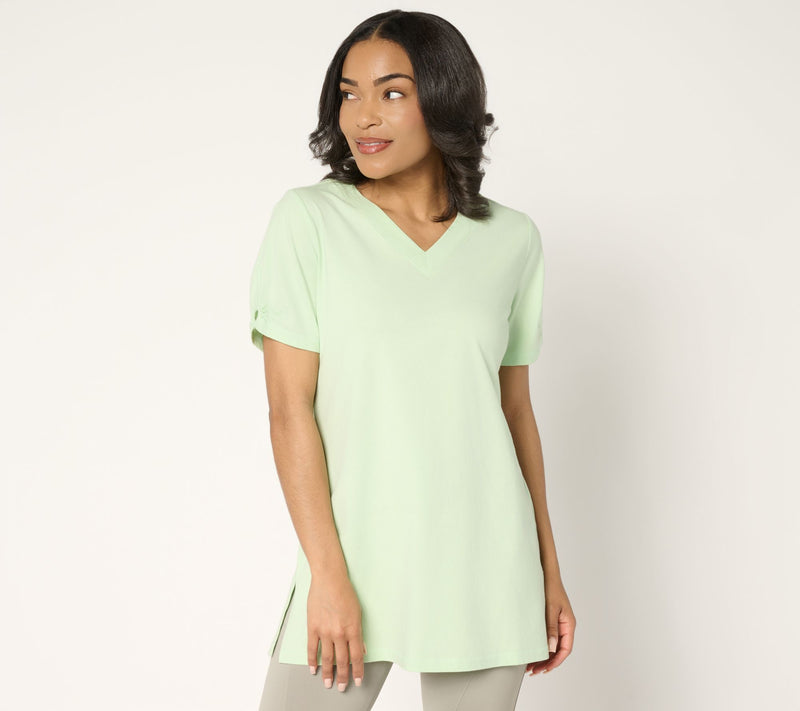 Denim & Co. Active Petite Jersey Short Sleeve Tunic — View 8