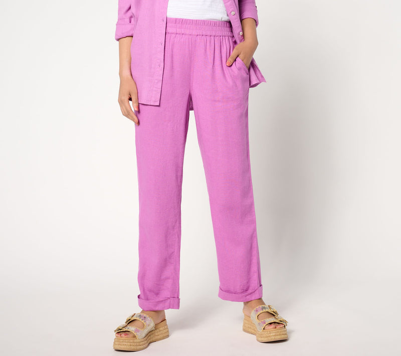 Denim & Co. Naturals Tall Linen Blend Straight Leg Pant — View 6
