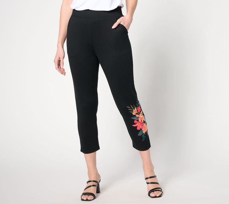 Denim & Co. Petite Placement Print Pull-On Slim Crop Pants — View 7