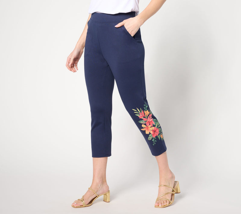 Denim & Co. Petite Placement Print Pull-On Slim Crop Pants — View 5