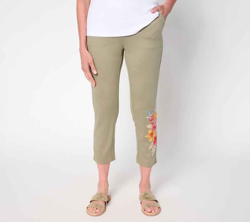 Denim & Co. Petite Placement Print Pull-On Slim Crop Pants — View 9