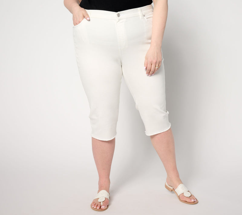 Denim & Co. Regular Easy Stretch Frayed Edge Skimmer — View 7