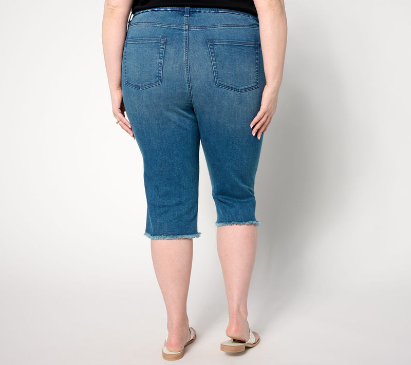 Denim & Co. Petite Easy Stretch Frayed Edge Skimmer — View 8