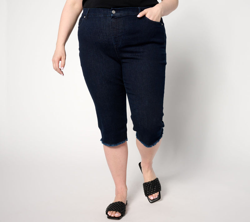 Denim & Co. Petite Easy Stretch Frayed Edge Skimmer — View 7
