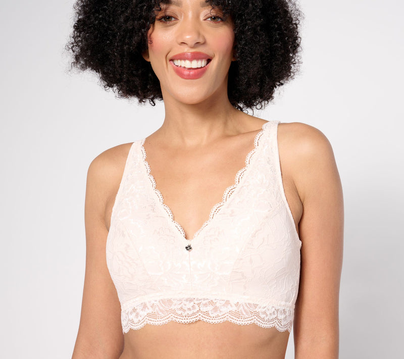 Breezies Natural Curves Wirefree Lace Bralette with Removable Pads — View 7