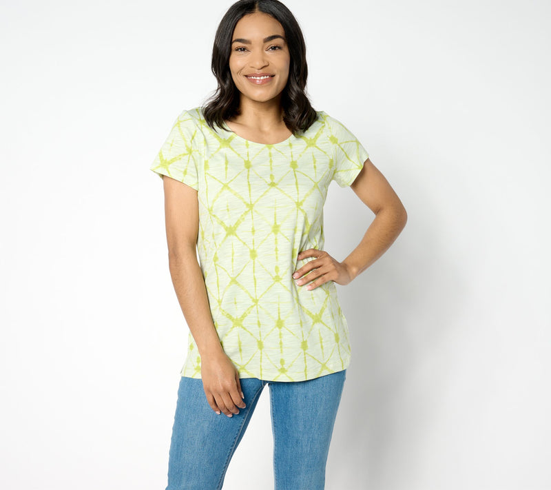 Belle by Kim Gravel Slub Knit Diamond Tie Dye Top — Main view