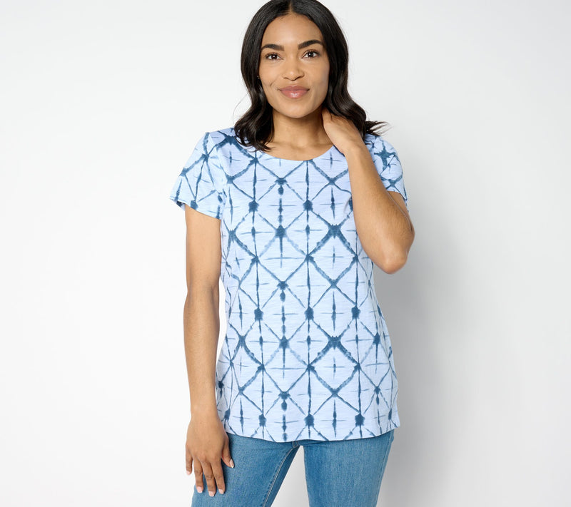 Belle by Kim Gravel Slub Knit Diamond Tie Dye Top — View 12