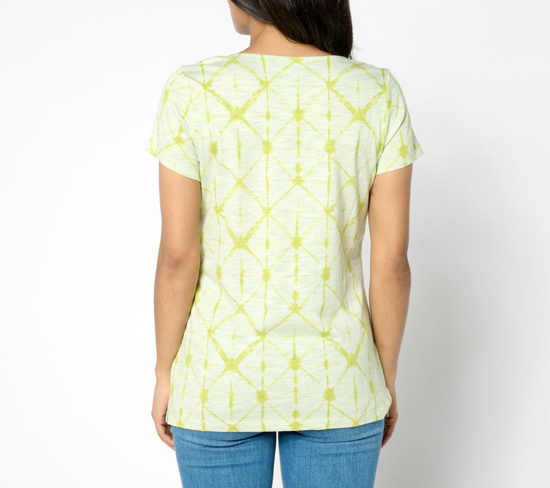 Belle by Kim Gravel Slub Knit Diamond Tie Dye Top — View 2