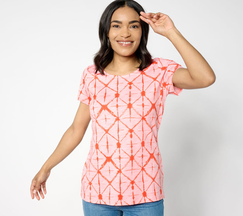 Belle by Kim Gravel Slub Knit Diamond Tie Dye Top — View 13
