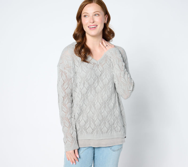 Peace Love World Boheme Open-Stitch Novelty Sweater — View 3