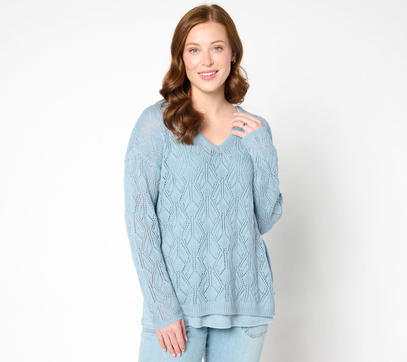 Peace Love World Boheme Open-Stitch Novelty Sweater — View 7