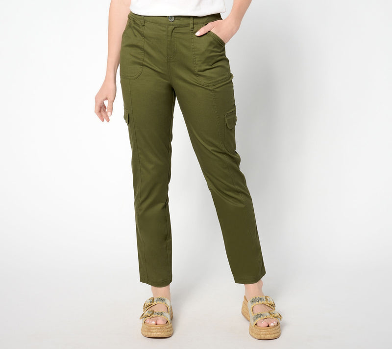 Belle By Kim Gravel Petite Utility Stretch Cropped Cargo Pant — Main view