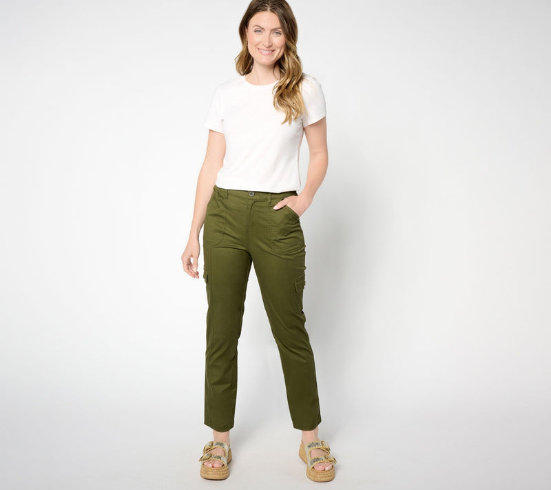 Belle By Kim Gravel Petite Utility Stretch Cropped Cargo Pant — View 11