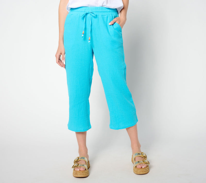 Belle Beach by Kim Gravel Petite Color Crush Cropped Pant w/ Tassel — Main view