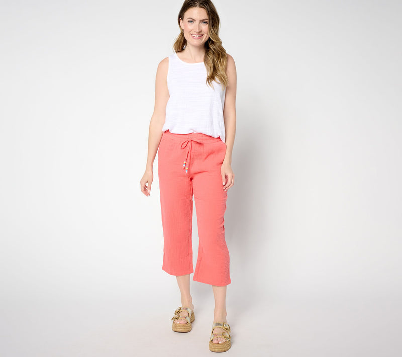 Belle Beach by Kim Gravel Petite Color Crush Cropped Pant w/ Tassel — View 15