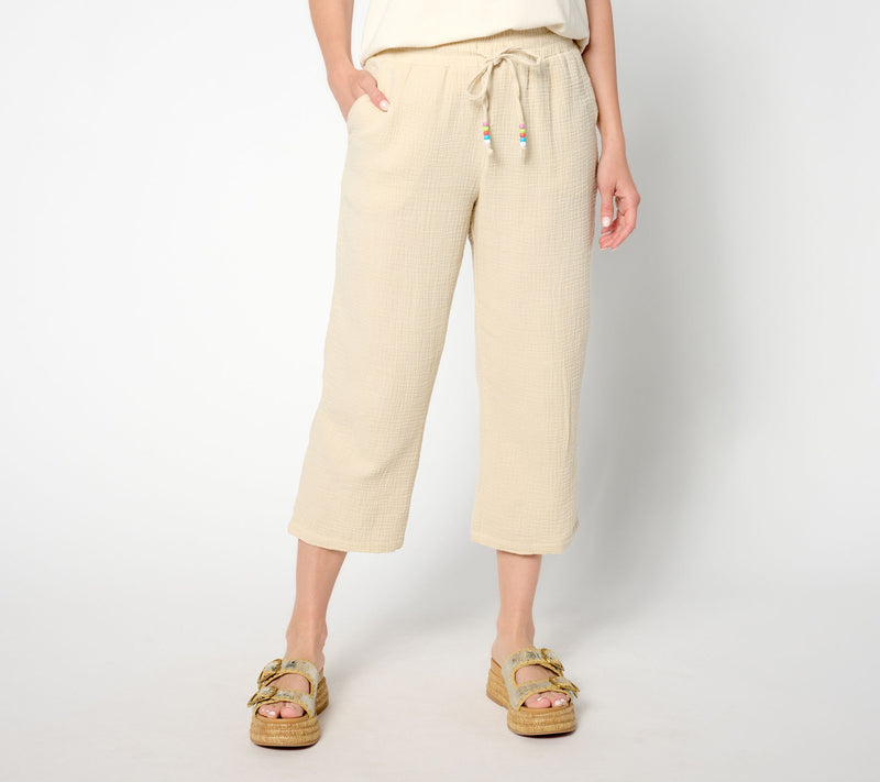 Belle Beach by Kim Gravel Petite Color Crush Cropped Pant w/ Tassel — View 11