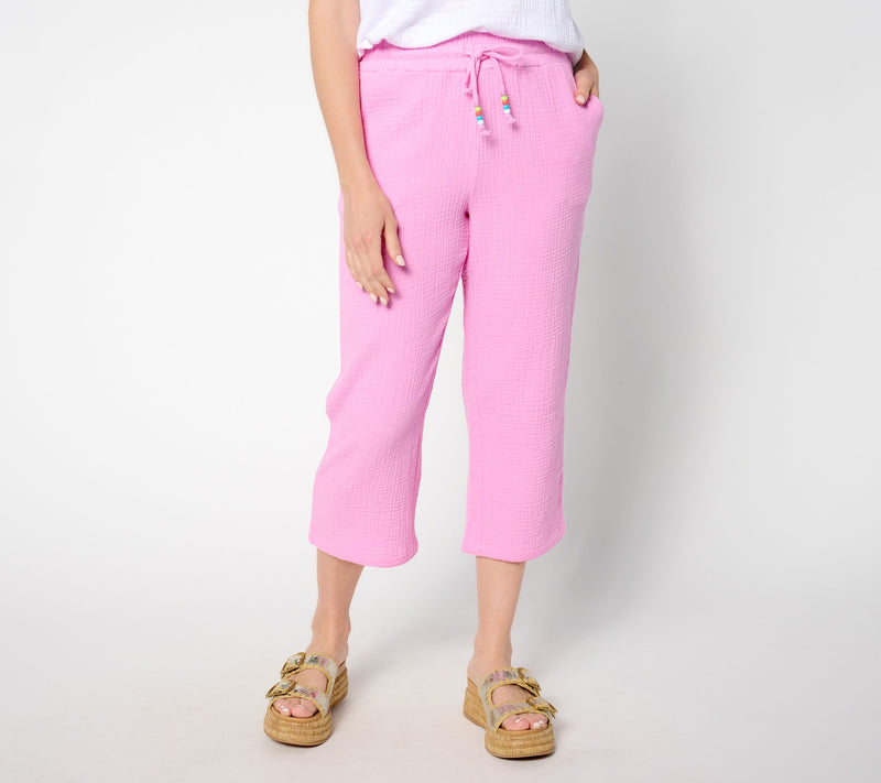 Belle Beach by Kim Gravel Petite Color Crush Cropped Pant w/ Tassel — View 7