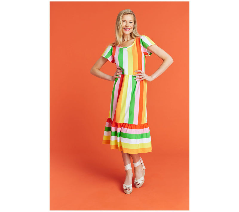 Isaac Mizrahi Live! Regular Flutter Sleeve Tiered Midi Dress — View 5