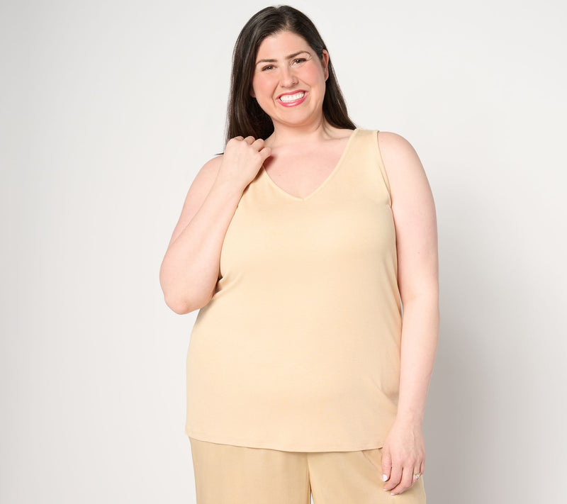 BEAUTIFUL by Lawrence Zarian The Mary Refined Knit V-Neck Tank Top — View 10