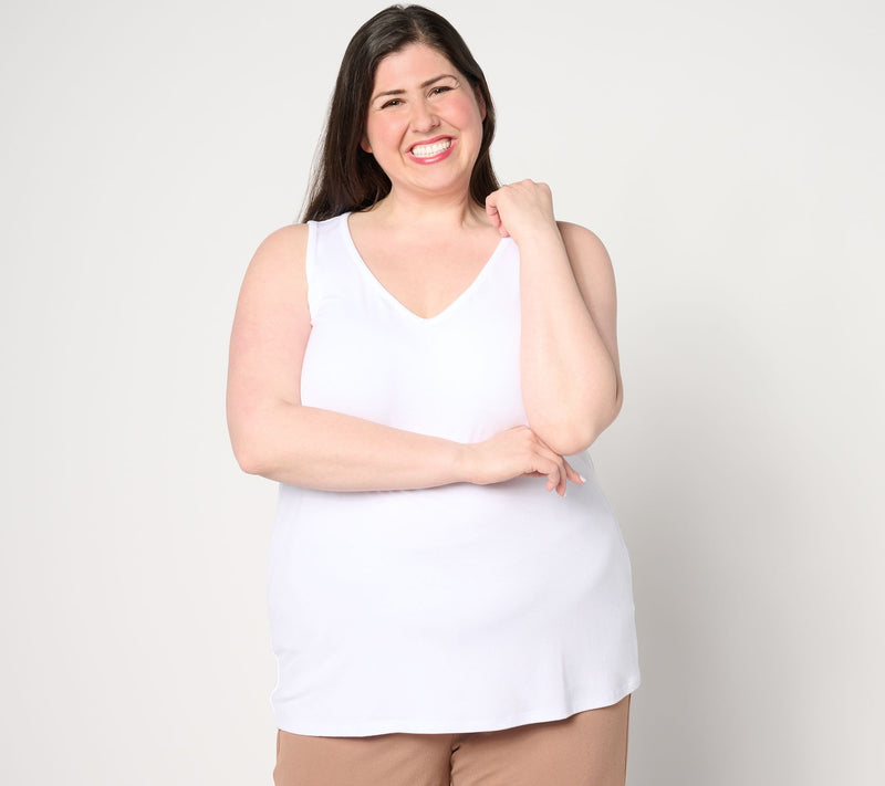 BEAUTIFUL by Lawrence Zarian The Mary Refined Knit V-Neck Tank Top — View 11