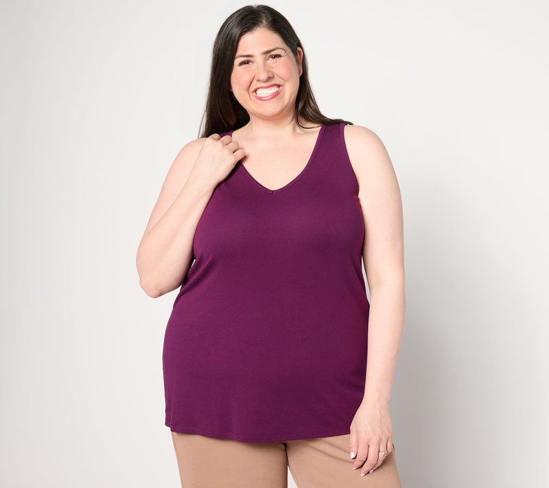 BEAUTIFUL by Lawrence Zarian The Mary Refined Knit V-Neck Tank Top — View 12