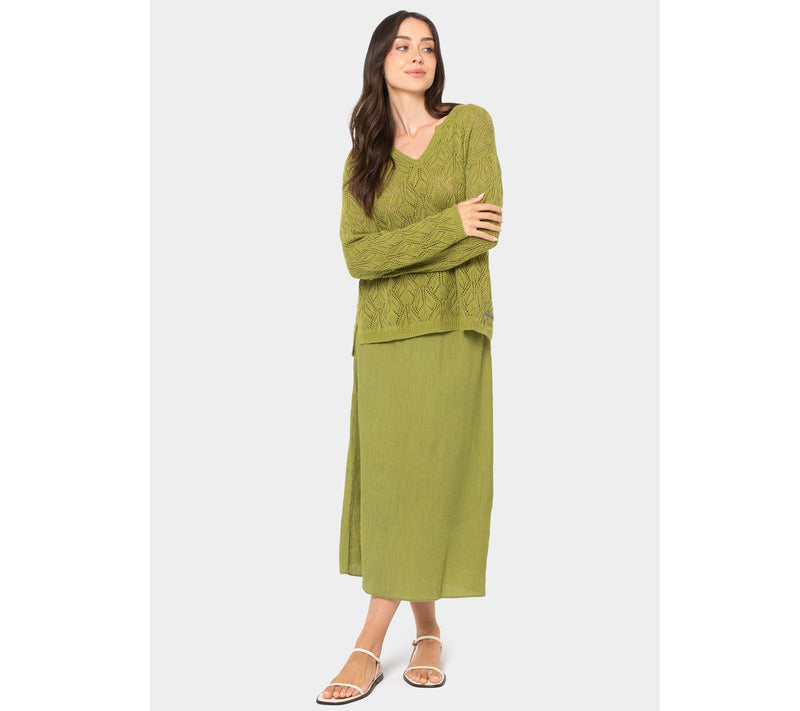 Peace Love World Regular Crinkle Satin Pull-On Skirt — View 16