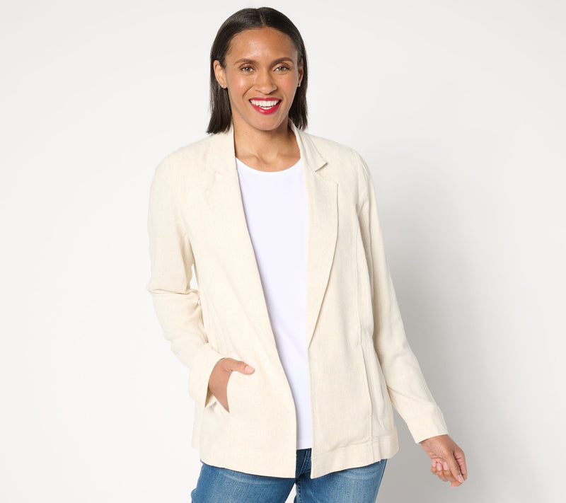 LOGO Linens by Lori Goldstein Long Sleeve Blazer — View 5