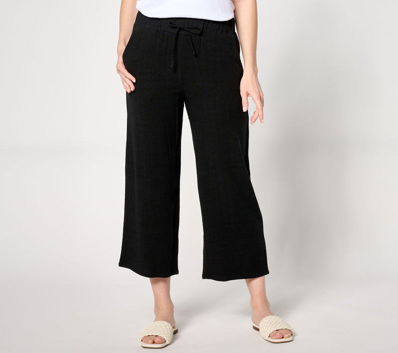 LOGO Linens by Lori Goldstein Regular Wide Leg Crop Pants — View 3
