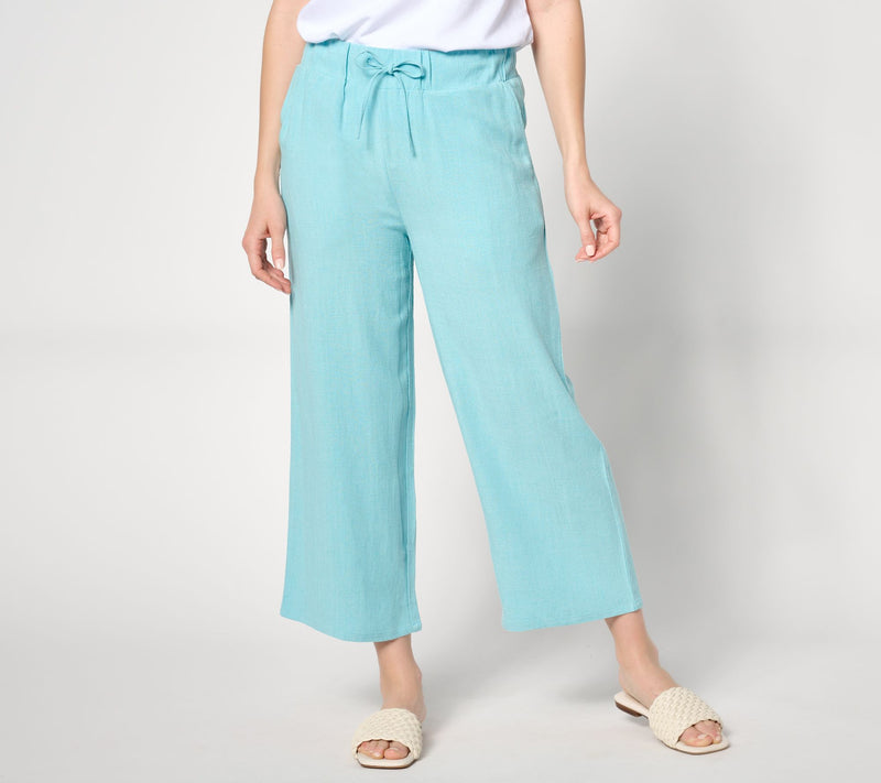 LOGO Linens by Lori Goldstein Regular Wide Leg Crop Pants — Main view