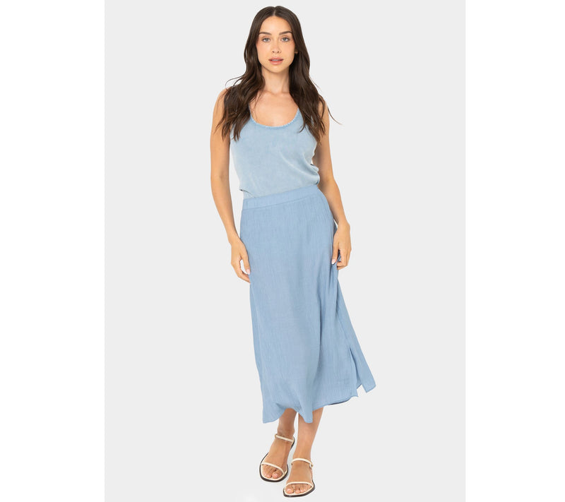 Peace Love World Petite Crinkle Satin Pull-On Skirt — View 11