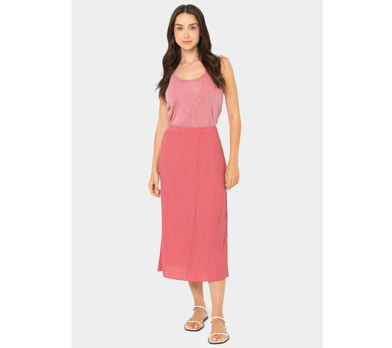 Peace Love World Petite Crinkle Satin Pull-On Skirt — View 9