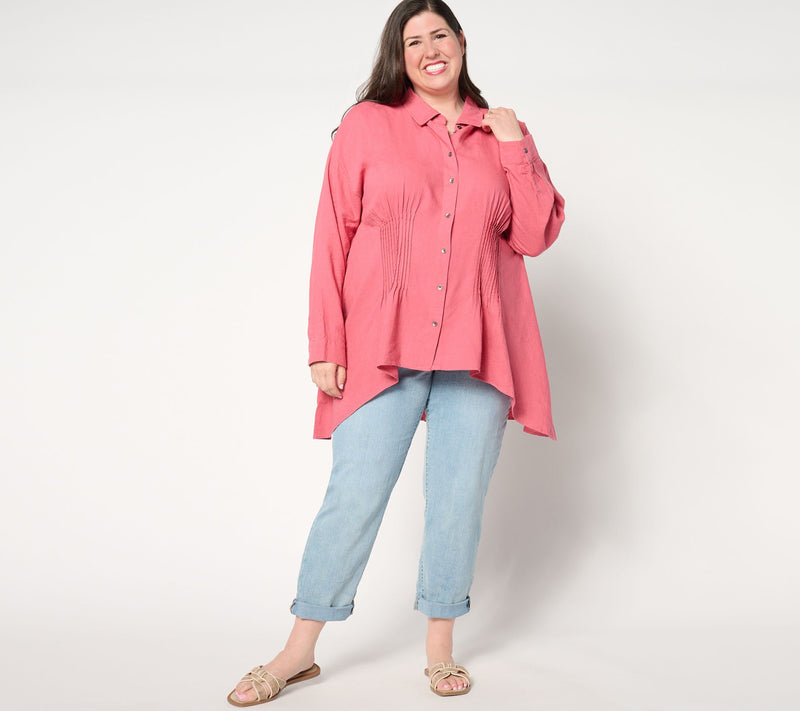 Peace Love World Boheme Pintuck Sharkbite Hem Shirt — View 11